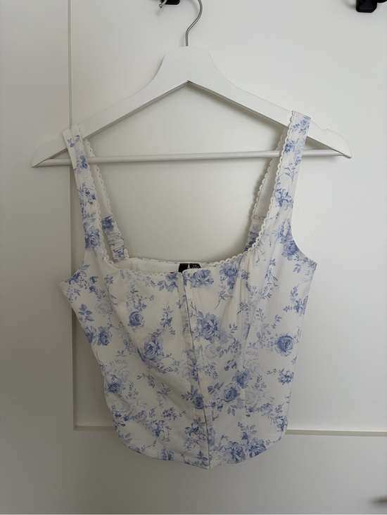 Garage Tops - Garage Cream Tank Top with Blue Floral Print